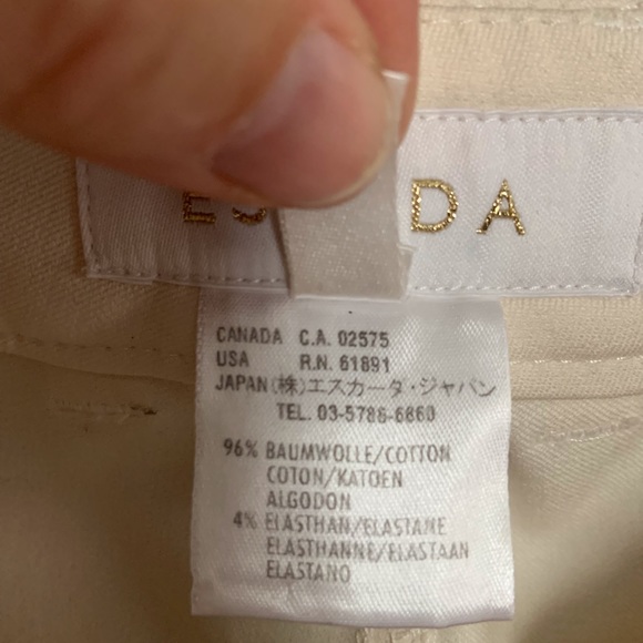 Escada Ladies dress pants in cream cotton blend - Picture 6 of 8